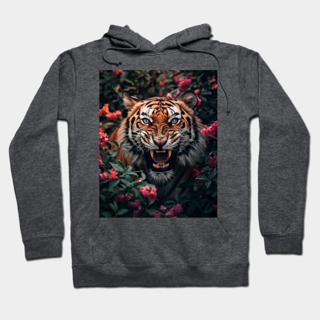 Floral Tiger Roar 2 Hoodie by Shibuz4.art